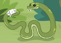 Size: 720x518 | Tagged: safe, screencap, antoine, python, snake, she talks to angel, animal, cropped, playing card, solo, tail hold