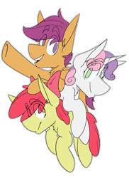 Size: 2855x3930 | Tagged: safe, artist:kirbirb, apple bloom, scootaloo, sweetie belle, earth pony, pegasus, pony, unicorn, cutie mark crusaders, simple background, transparent background