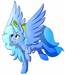 Size: 3032x3516 | Tagged: safe, artist:noxi1_48, oc, oc:danil cupcha, alicorn, pony, alicorn oc, bow, flying, horn, orange eyes, raffle, raffle prize, wings