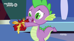 Size: 1366x768 | Tagged: safe, screencap, spike, dragon, friendship is magic, the point of no return, crushed, discovery family logo, flashback, present, sad, solo