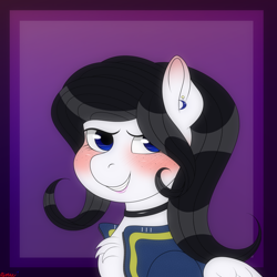 Size: 3000x3000 | Tagged: safe, artist:rarityismywaifu, oc, oc only, oc:lamika, pegasus, pony, fallout equestria, blushing, chest fluff, choker, ear piercing, earring, fallout, female, freckles, jewelry, lipstick, makeup, mare, pegasus oc, piercing