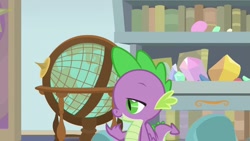 Size: 1920x1080 | Tagged: safe, screencap, spike, dragon, a horse shoe-in, globe, male, solo, winged spike