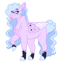 Size: 1092x1148 | Tagged: safe, artist:azerae, oc, oc:fairy floss, pegasus, pony, female, magical lesbian spawn, mare, offspring, parent:pinkie pie, parent:princess luna, parents:lunapie, simple background, solo, tongue out, transparent background, two toned wings, wings