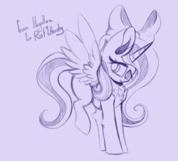 Size: 939x851 | Tagged: safe, artist:hagallaz, oc, oc:fleurbelle, alicorn, pony, alicorn oc, bow, chest fluff, cute, female, hair bow, nate, sketch