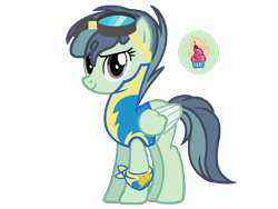 Size: 4500x3375 | Tagged: safe, artist:avatarmicheru, oc, oc:ember rave, pegasus, pony, female, goggles, mare, offspring, parent:party favor, parent:spitfire, solo