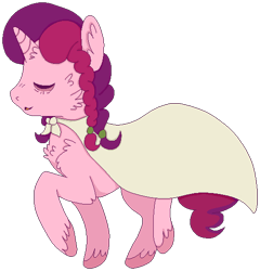 Size: 528x549 | Tagged: safe, anonymous artist, oc, oc only, oc:marker pony, pony, unicorn, /mlp/, 4chan, cape, clothes, eyes closed, female, mare, mlpg, raised hoof, simple background, solo, transparent background