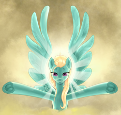 Size: 4185x3968 | Tagged: safe, artist:pencils, zephyr breeze, pegasus, pony, alternate hairstyle, arms wide open, backlighting, crepuscular rays, frog (hoof), lidded eyes, looking at you, loose hair, male, solo, stallion, trap, underhoof