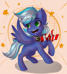 Size: 1600x1762 | Tagged: safe, artist:falafeljake, oc, oc:moonlight drop, pegasus, pony, chibi, clothes, cute, headphones, male, scarf, smiling, solo