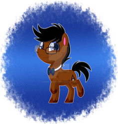 Size: 1600x1691 | Tagged: safe, artist:missmele-madness, oc, oc:hydro, pony, my little pony: pony life, bowtie, deviantart watermark, glasses, male, obtrusive watermark, solo, stallion, watermark