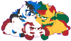 Size: 1180x677 | Tagged: safe, artist:vanillaswirl6, oc, oc only, pony, baltic, cuddle puddle, cuddling, estonia, latvia, lithuania, pony pile, vanillaswirl6's nation ponies