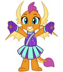 Size: 2800x3200 | Tagged: safe, artist:cheezedoodle96, smolder, dragon, 2 4 6 greaaat, .svg available, cheering, cheerleader, cheerleader outfit, cheerleader smolder, clothes, cute, dragoness, female, hnnng, looking at you, pleated skirt, pom pom, simple background, skirt, smiling, smolderbetes, solo, spread wings, svg, transparent background, vector, wings