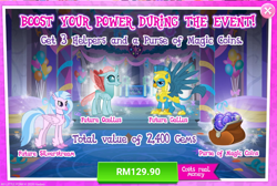 Size: 1030x691 | Tagged: safe, gallus, ocellus, silverstream, pony, the last problem, advertisement, costs real money, gameloft, magic coins, older, older gallus, older ocellus, older silverstream