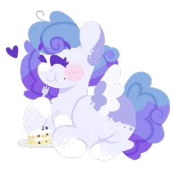 Size: 2200x2200 | Tagged: safe, artist:bubaiuv, oc, oc:pop rocks, pegasus, pony, cake, female, food, mare, prone, simple background, solo, transparent background