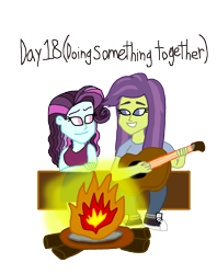 Size: 1500x1897 | Tagged: safe, artist:ktd1993, principal abacus cinch, victoria, equestria girls, campfire, cinchtoria, converse, female, guitar, lesbian, musical instrument, shoes