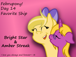 Size: 640x480 | Tagged: safe, artist:brightstarclick, oc, oc only, oc:amber streak, oc:bright star, pony, februpony, hearts and hooves day, kissing, oc x oc, shipping