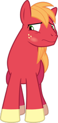 Size: 590x1237 | Tagged: safe, artist:jeatz-axl, edit, editor:slayerbvc, big macintosh, earth pony, blushing, looking down, male, missing accessory, shorn fetlocks, simple background, solo, stallion, transparent background, uncomfortable, vector, vector edit