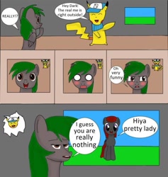 Size: 629x664 | Tagged: safe, artist:ze207ro, oc, oc:darknightprincess, pegasus, pikachu, pony, comic, inside joke