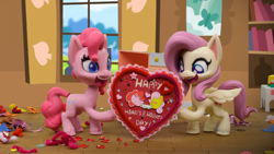 Size: 1920x1080 | Tagged: safe, screencap, fluttershy, pinkie pie, earth pony, pegasus, pony, my little pony: pony life, my little pony: stop motion short, valentine's day card (short), hearts and hooves day, stop motion, valentine's day card