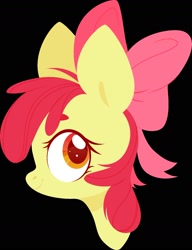 Size: 1250x1625 | Tagged: safe, artist:belka-sempai, apple bloom, earth pony, pony, adorabloom, apple bloom's bow, black background, bow, bust, cute, female, filly, hair bow, head only, portrait, profile, simple background, solo