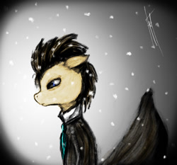 Size: 1100x1024 | Tagged: safe, artist:fearyzy, doctor whooves, pony, snow, solo