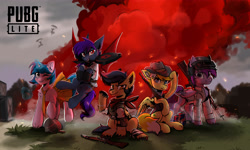 Size: 5000x3000 | Tagged: safe, artist:amy-gamy, artist:koviry, artist:melloncollie-chan, artist:sofiko-ko, artist:taneysha, oc, oc only, bat pony, earth pony, pegasus, pony, unicorn, collaboration, gun, weapon