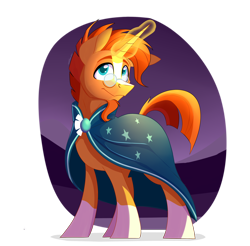 Size: 2748x2706 | Tagged: safe, artist:tehshockwave, sunburst, pony, unicorn, abstract background, clothes, glasses, glowing horn, horn, magic, male, robe, smiling, solo, stallion, sunburst's robe