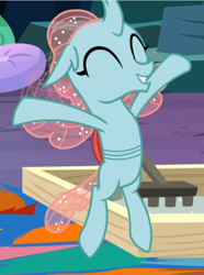 Size: 494x664 | Tagged: safe, screencap, ocellus, uprooted, cropped, cute, diaocelles, eyes closed, flying, happy, smiling, solo