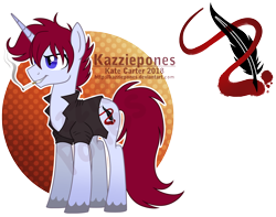 Size: 1024x807 | Tagged: safe, artist:kazziepones, oc, oc:twisted fiction, pony, unicorn, cigarette, clothes, reference sheet, shirt, solo