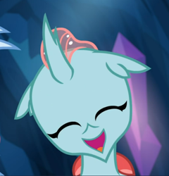 Size: 592x616 | Tagged: safe, screencap, ocellus, changedling, changeling, uprooted, cropped, cute, cuteling, diaocelles, eyes closed, happy, open mouth, smiling, solo