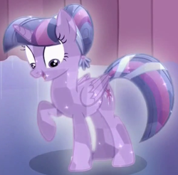 Size: 586x577 | Tagged: safe, screencap, twilight sparkle, twilight sparkle (alicorn), alicorn, crystal pony, pony, the crystalling, alternate hairstyle, cropped, crystal alicorn, crystallized, cute, solo, twiabetes