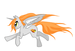 Size: 661x450 | Tagged: safe, artist:agdistis, artist:anonymous, oc, oc only, oc:ginger peach, alicorn, pony, /mlp/, alicorn oc, cute, drawthread, galloping, green eyes, horn, ocbetes, orange hair, running, simple background, solo, white background, wings