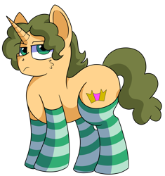 Size: 1280x1360 | Tagged: safe, artist:rainbowtashie, cheese sandwich, fancypants, oc, oc:celebratory attire, earth pony, pony, unicorn, butt, clothes, commissioner:bigonionbean, cute, cutie mark, dat butt, fusion, fusion:celebratory attire, meme, not amused face, plot, socks, striped socks, thicc ass, writer:bigonionbean