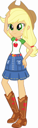 Size: 5000x16848 | Tagged: safe, artist:sugar-loop, artist:twilirity, applejack, better together, equestria girls, absurd resolution, belt, boots, clothes, cowboy hat, cute, denim skirt, female, freckles, geode of super strength, hat, magical geodes, pose, shoes, simple background, skirt, stetson, transparent background, vector