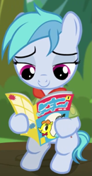 Size: 405x777 | Tagged: safe, screencap, earth pony, pony, the mane attraction, archie comics, background pony, comic book, cropped, female, filly, foal, hoof hold, paige (character), ponified, reading, sitting, solo