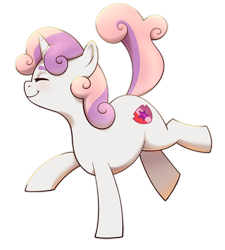 Size: 1024x1140 | Tagged: safe, artist:petalierre, sweetie belle, pony, unicorn, cute, diasweetes, eyes closed, female, filly, profile, simple background, smiling, solo, transparent background, white outline