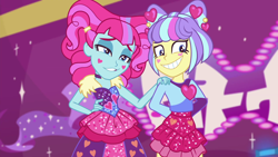 Size: 1920x1080 | Tagged: safe, edit, screencap, kiwi lollipop, supernova zap, better together, equestria girls, sunset's backstage pass!, creepy, creepy smile, k-lo, postcrush, smiling, su-z