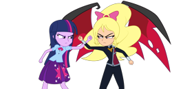 Size: 1702x887 | Tagged: safe, artist:dashiemlpfim, artist:lhenao, twilight sparkle, oc, oc:princess dark matter, alicorn, human, equestria girls