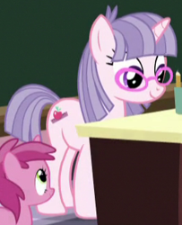 Size: 257x317 | Tagged: safe, screencap, miss hackney, ruby pinch, pony, unicorn, amending fences, cropped, duo, female, glasses, mare