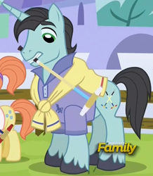 Size: 435x500 | Tagged: safe, screencap, dee six, pony, unicorn, princess spike (episode), background pony, cropped, croquet mallet, discovery family logo, male, mouth hold, neckshot, polo shirt, solo focus, stallion