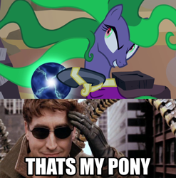 Size: 1280x1296 | Tagged: safe, edit, edited screencap, screencap, mane-iac, pony, power ponies (episode), antagonist, doctor octopus, electro orb, meme, spider-man, spider-man 2, that's my pony, that's my x