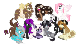 Size: 1024x583 | Tagged: safe, artist:sweethearttarot, oc, changeling, earth pony, pegasus, pony, unicorn, simple background, transparent background