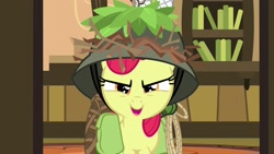 Size: 1920x1080 | Tagged: safe, screencap, apple bloom, pony, going to seed, helmet, rope, saddle bag, solo