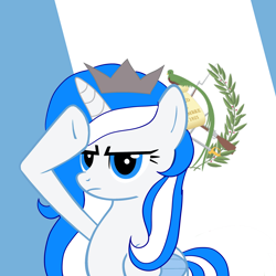 Size: 2450x2450 | Tagged: safe, artist:archooves, derpibooru exclusive, oc, oc:princess guatemala, alicorn, pony, base used, guatemala, nation ponies, ponified, rainbow dash salutes, salute, solo