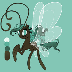 Size: 1080x1080 | Tagged: safe, artist:graphic-ginger, oc, oc only, breezie, adoptable, flying, green background, looking at you, reference sheet, simple background, smiling, solo