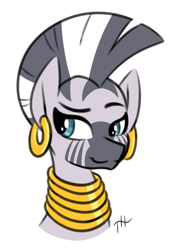 Size: 1250x1750 | Tagged: safe, artist:fakskis, zecora, zebra, bedroom eyes, coat markings, colored sketch, ear piercing, earring, female, jewelry, mare, mohawk, piercing, ring, simple background, sketch, solo, white background