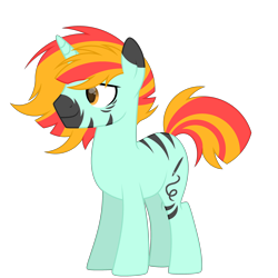 Size: 3000x3000 | Tagged: safe, artist:lazuli, artist:ponkus, oc, oc only, oc:patch stripes, hybrid, pony, unicorn, zebra, fallout equestria, simple background, solo, transparent background