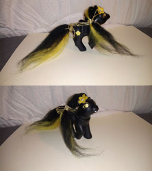 Size: 1229x1382 | Tagged: safe, artist:chili19, oc, oc only, oc:mayflower, pegasus, pony, custom, duo, female, flower, flower in hair, irl, mare, pegasus oc, photo, toy, wings