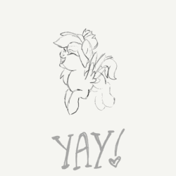 Size: 720x720 | Tagged: safe, artist:sjart117, derpibooru exclusive, oc, oc only, oc:watermelana, pegasus, pony, animated, doodle, excited, female, flying, frame by frame, gif, happy, mare, monochrome, simple background, sketch, solo, white background, wip, yay