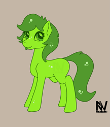 Size: 1179x1360 | Tagged: safe, artist:nightwind-arts, oc, oc only, oc:wiggle, goo, goo pony, original species, pony, :p, bubble, female, green slime, mare, simple background, slime, slimepony, solo, standing, tongue out, transluscent