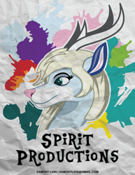 Size: 2550x3300 | Tagged: safe, artist:samoht-lion, oc, oc only, oc:spirit productions, deer, deer pony, original species, bust, solo, text